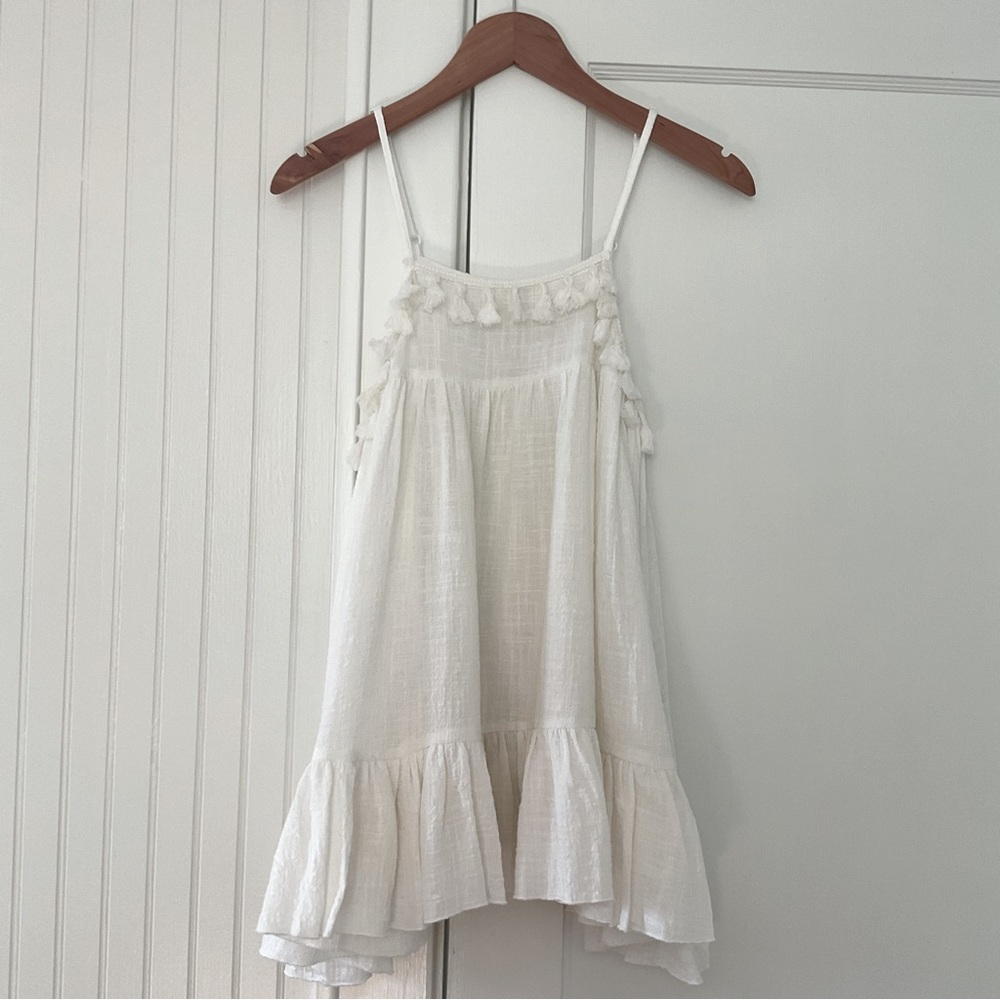 Raga White Bohemian Tassel  Top